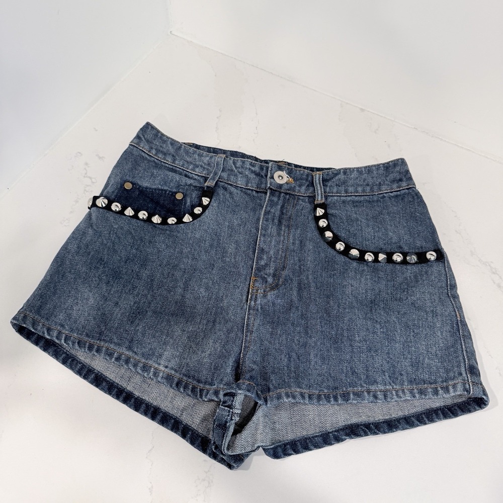 Miu‎ Miu Denim Studded Crystal Pocket Shorts Blue Jeans IT 40 US 4 Italy